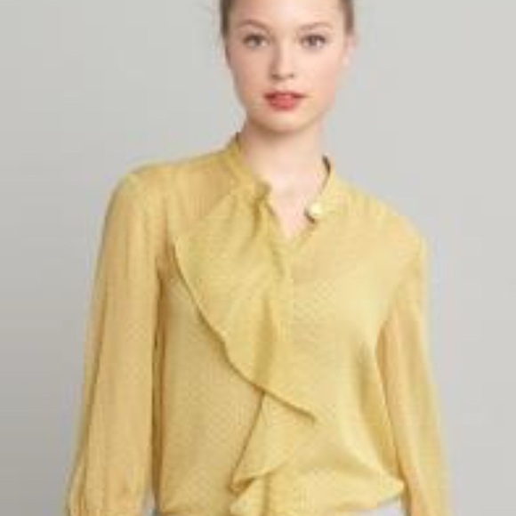 Banana Republic Yellow Ruffled 3/4 Sleeve Blouse - Picture 1 of 6